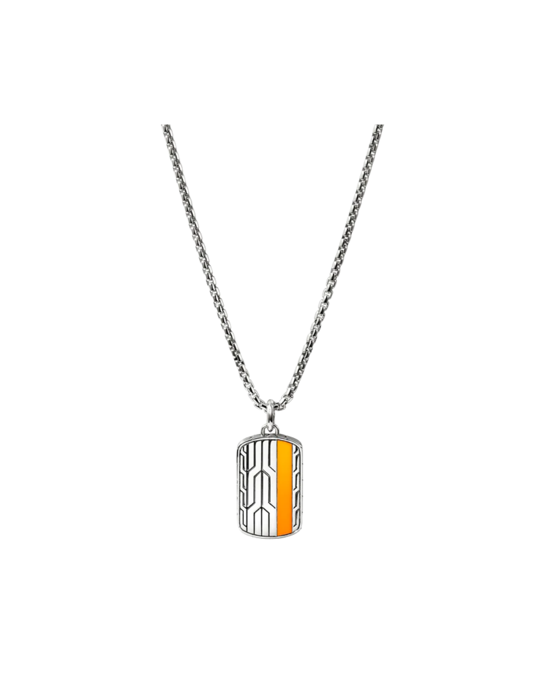 Sterling silver enamel pendant necklace with box chain, 22"