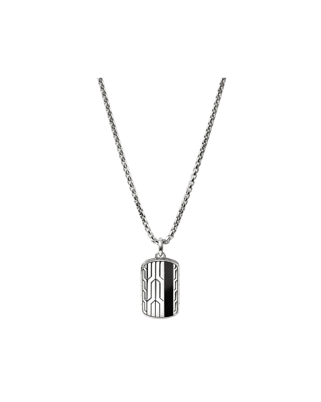 Sterling silver onyx pendant necklace with box chain 22"