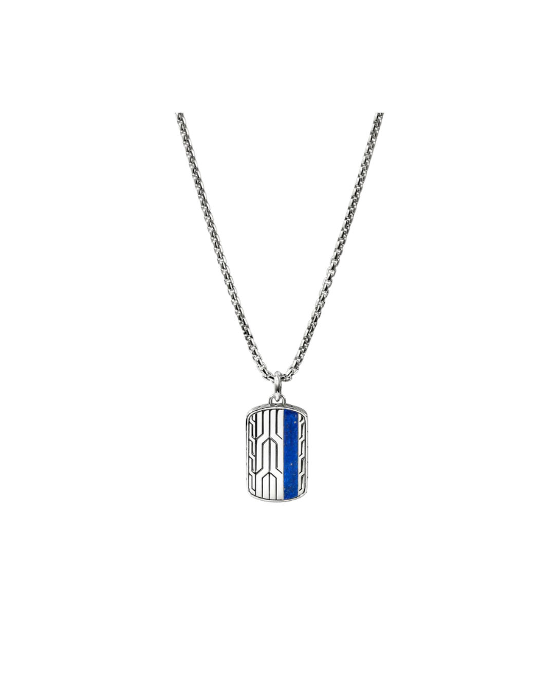 Sterling silver lapis lazuli pendant necklace with box chain