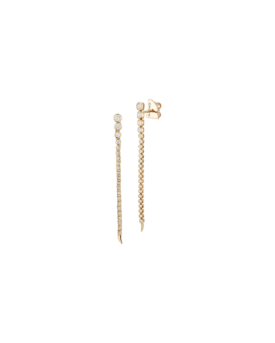 18KYG Long Continuum Earrings with Diamonds