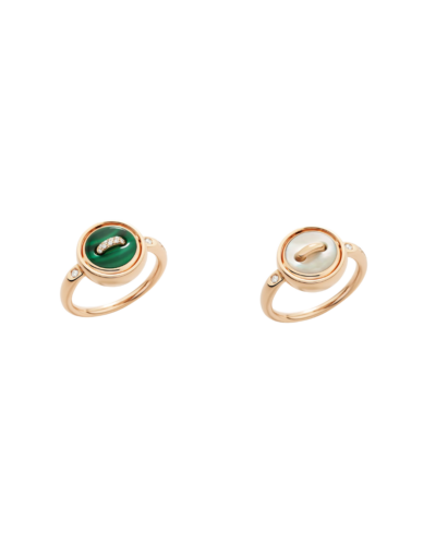 Pomellato Pom Pom Dot Reversible Malachite Mother-of-Pearl Diamond Ring