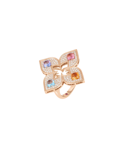 VENETIAN PRINCESS CARNIVAL PAVÉ DIAMOND AND MIXED STONES LARGE OPEN FLOWER RING