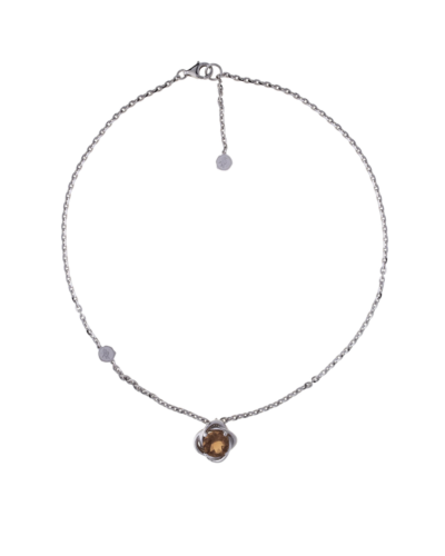 Love Now Small Light Point Necklace in Silver and Whiskey Quartz