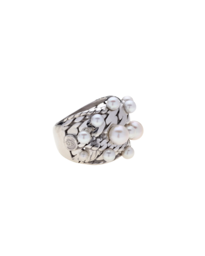 Her Power Ring Band in Silver and Pearls, Size 8