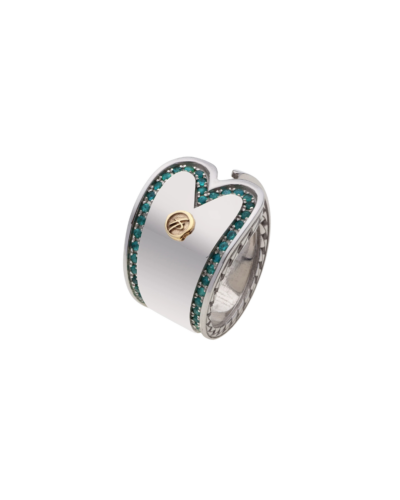 Sterling silver Mystic Heart ring with natural emerald Size 7.25
