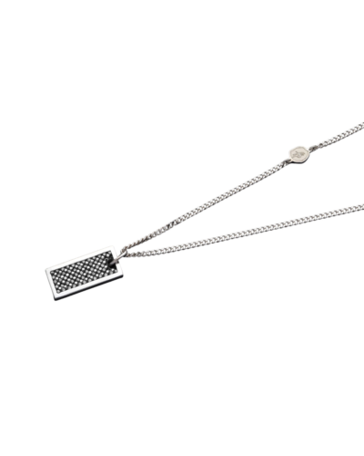 Sterling Silver with Black Diamonds Respect Plate  Necklace 20" Length
