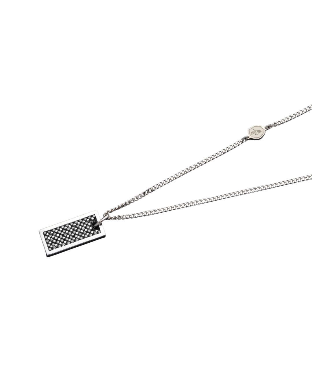 Sterling Silver Black Diamond Dog Tag Necklace