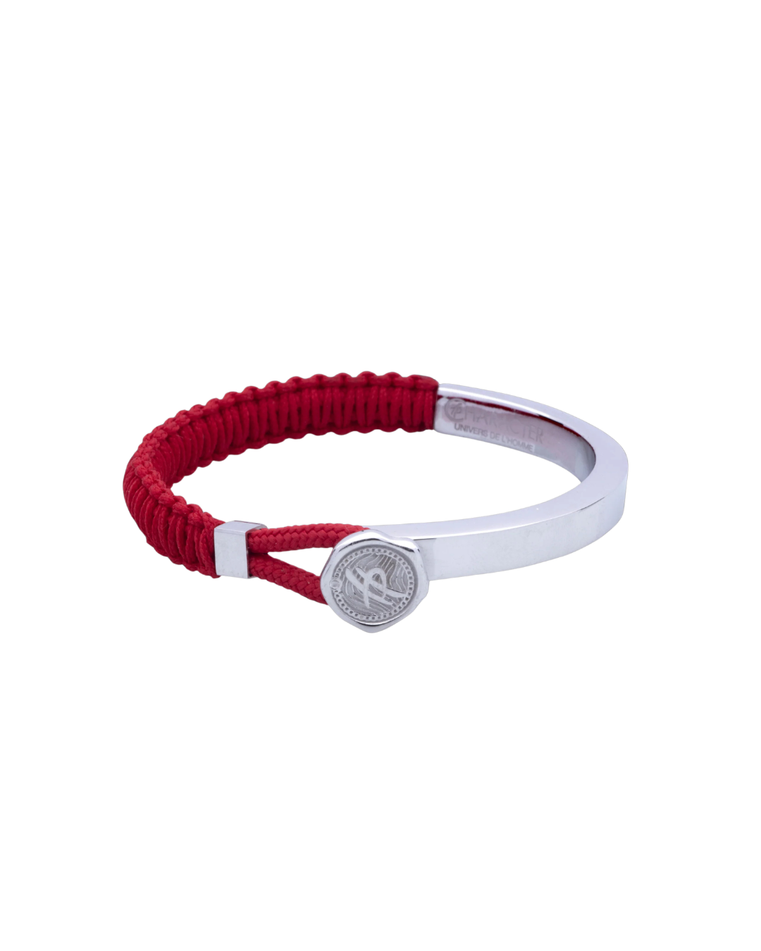 Semi-rigid Flexibility Bracelet in Silver and Red Nylon