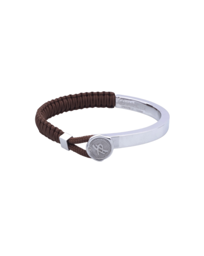 Semi-Rigid Flexibility Silver Brown Nylon Bracelet