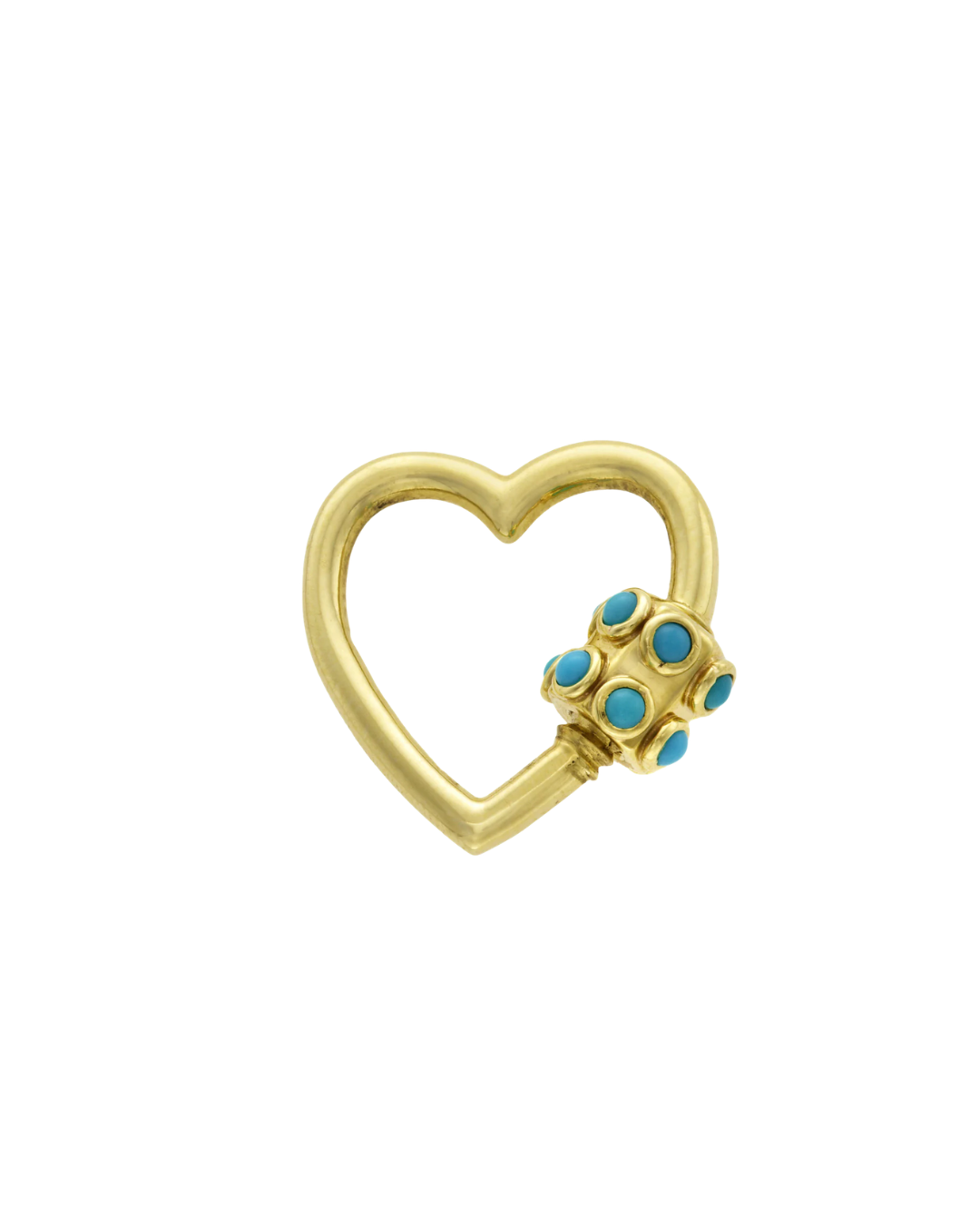 14KYG Stoned Heart Lock with Turquoise