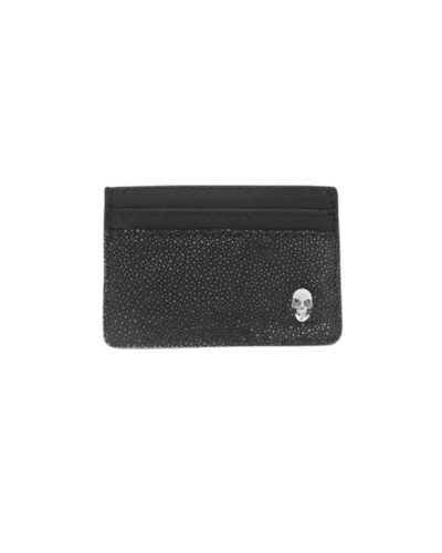 Horizontal Stingray Card Holder Wallet with Silver Skull