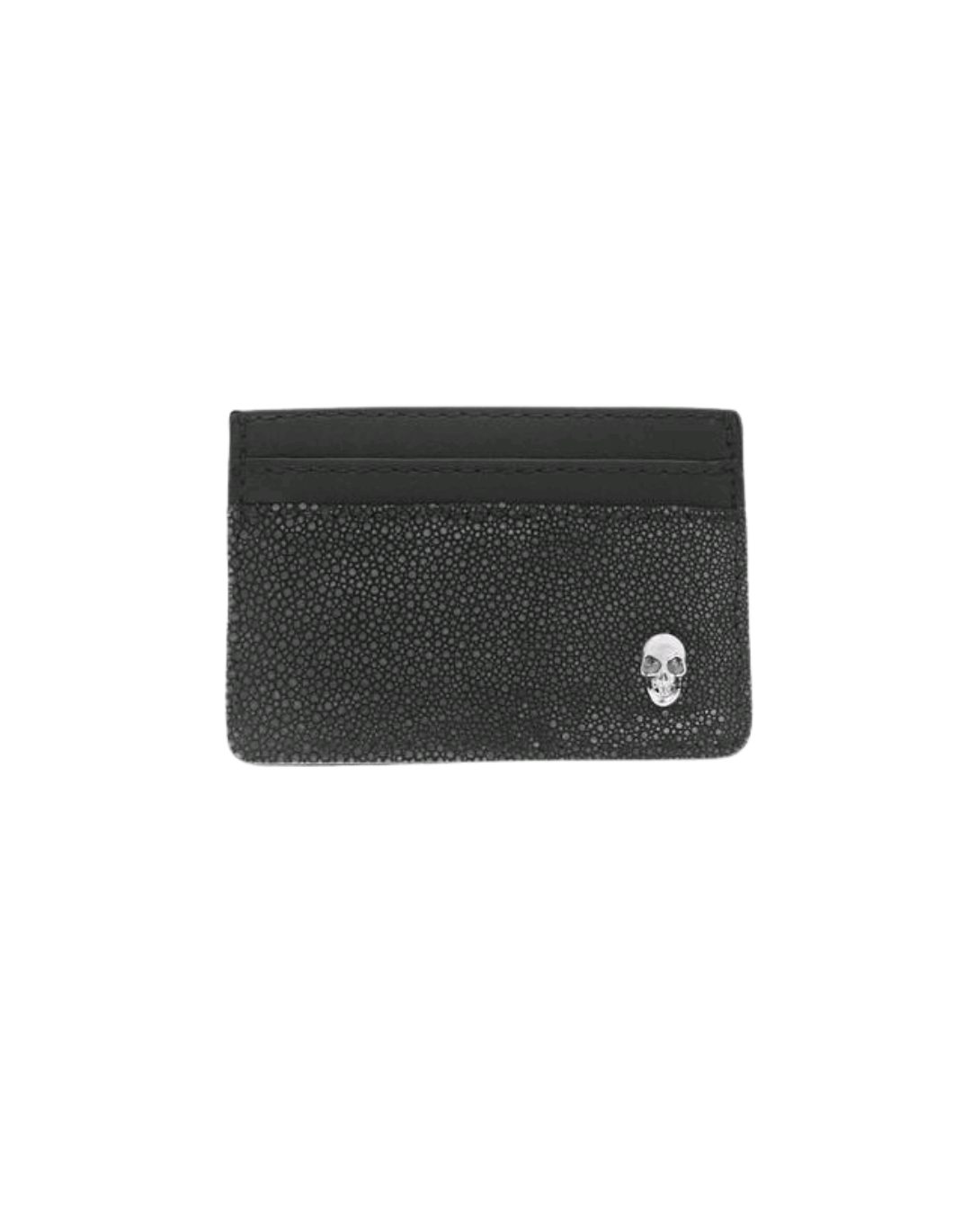 Horizontal Stingray Card Holder Wallet with Silver Skull