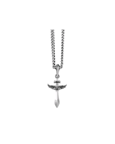 Small Dagger Winged Cross Pendant on 24" Curblink Chain