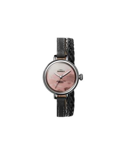 Birdy Double-domed Sapphire Crystal, Willow Creek Jasper Dial & Double-Wrap Black Leather Strap, 34mm