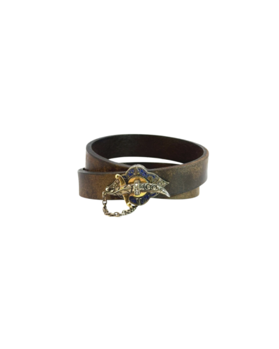 24YG Double Leather Micro Mosaic Bracelet