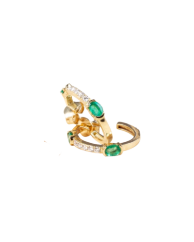 18Y Diamond Emerald Hoop Earring