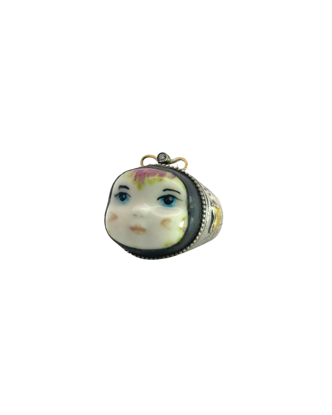 Melinda Risk’s one of a kind butterfly porcelain doll ring