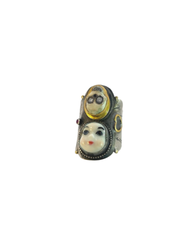 Melinda Risks porcelain enamel Doll Skull ring