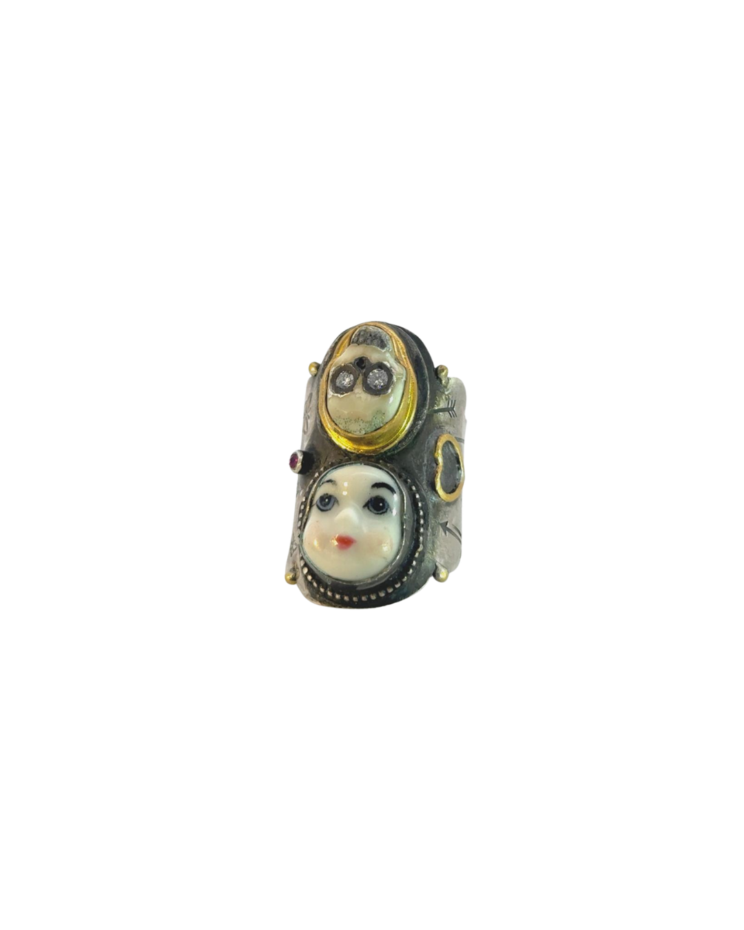Melinda Risks porcelain enamel Doll Skull ring