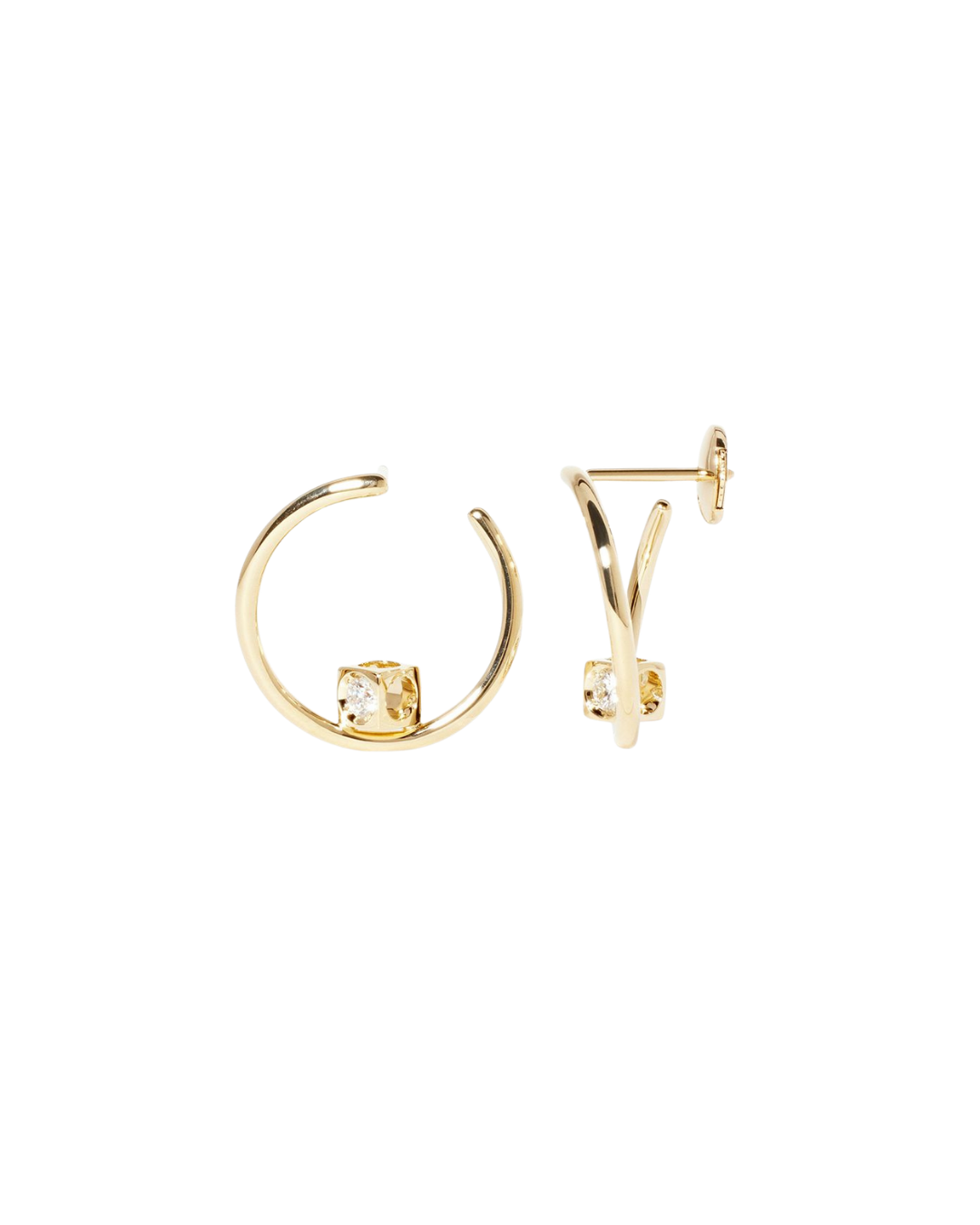 Dinh Van Le Cube Diamond Hoop Earrings in 18K Yellow Gold