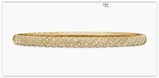 Sculpted Cable Bangle Bracelet in 18K Gold with Diamonds