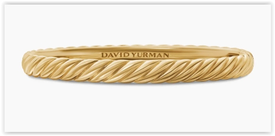 Sculpted Cable Bangle Bracelet in 18K Yellow Gold, 6.2mm