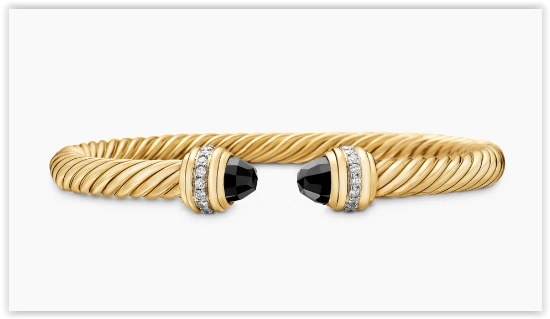 Classic Cablespira® Bracelet in 18K Yellow Gold with Black Onyx and Diamonds