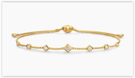 Petite Modern Renaissance® Station Chain Bracelet in 18K Yellow Gold with Diamonds, 7.5mm