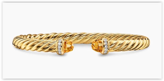 Cablespira® Flex Bracelet in 18K Yellow Gold with Citrine and Diamonds, 6mm