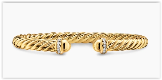 Cablespira® Flex Bracelet in 18K Yellow Gold with Gold Domes and Diamonds