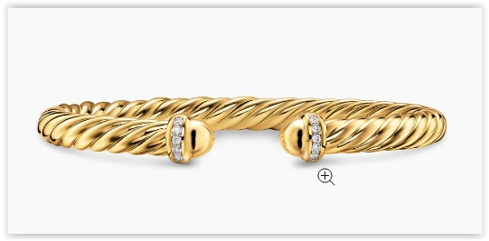 Cablespira® Flex Bracelet in 18K Yellow Gold with Gold Domes and Diamonds, 6mm