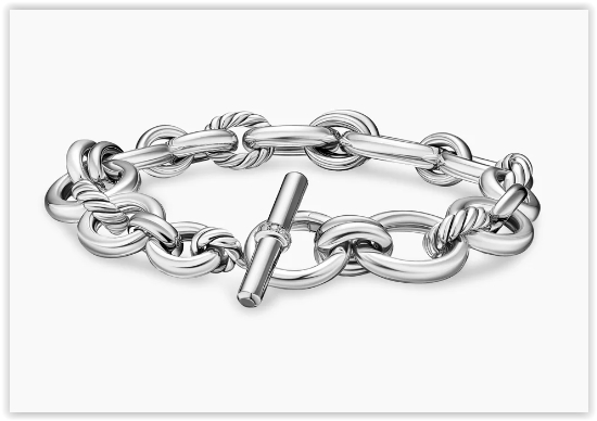 DY Mercer® Chain Bracelet in Sterling Silver with Diamonds, 8mm
