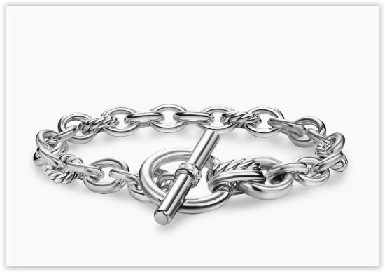 DY Mercer® Toggle Chain Bracelet in Sterling Silver with Diamonds, 8mm