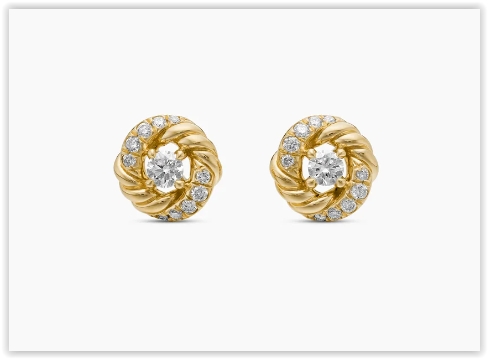 Petite Infinity Stud Earrings in 18K Yellow Gold with Diamonds, 7.8mm