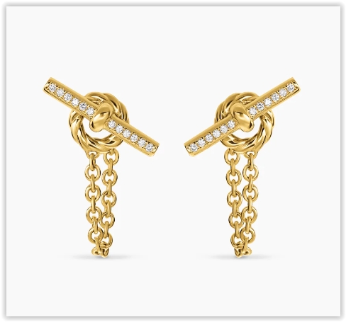 DY Mercer® Petite Toggle Stud Earrings in 18K Yellow Gold with Diamonds, 38.2mm