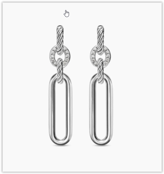 Lexington Double Link Drop Earrings in Sterling Silver with Diamonds, 54mm