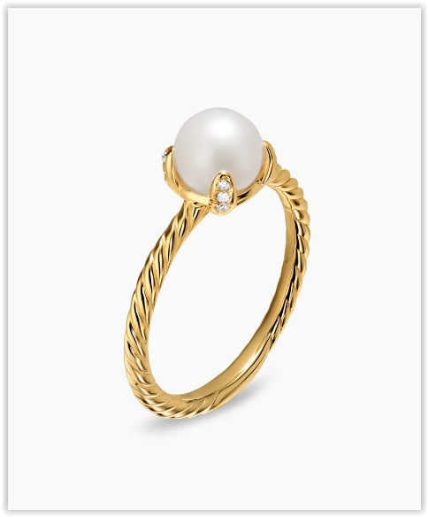 Pearl Classics Ring in 18K Yellow Gold with Diamonds, 2mm
