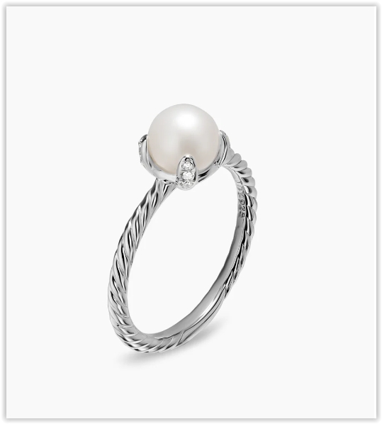 Pearl Classics Ring in Sterling Silver with Diamonds
