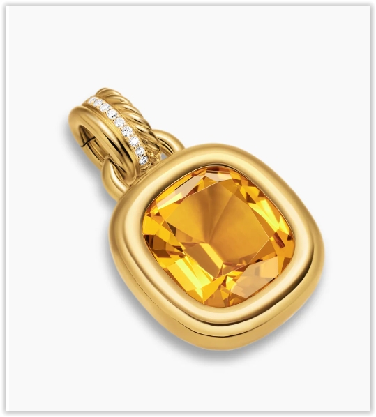 DY Mercer® Color Amulet in 18K Yellow Gold with Citrine and Diamonds, 13mm