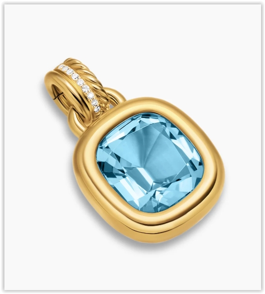 DY Mercer® Color Amulet in 18K Yellow Gold with Sky Blue Topaz and Diamonds, 13mm