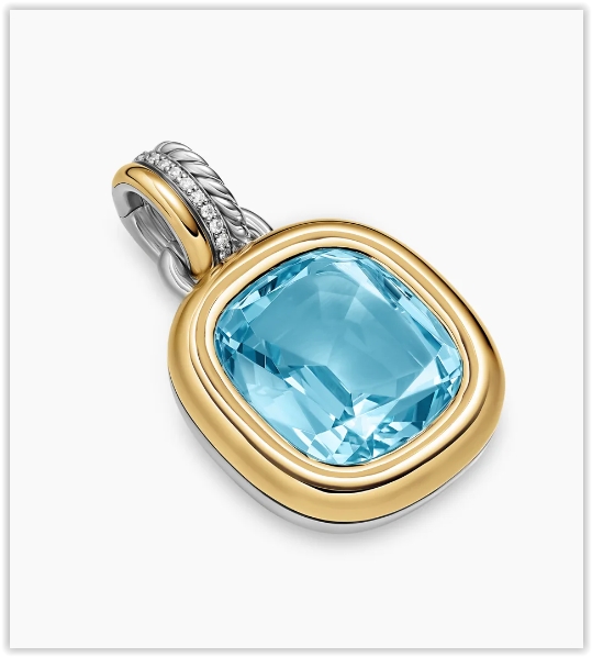 DY Mercer® Color Amulet in Sterling Silver with 18K Yellow Gold, Sky Blue Topaz and Diamonds
