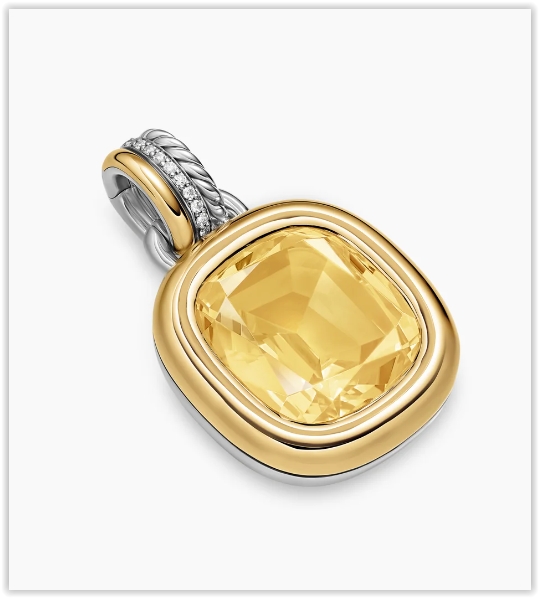 DY Mercer® Color Amulet in Sterling Silver with 18K Yellow Gold, Champagne Citrine and Diamonds, 17mm