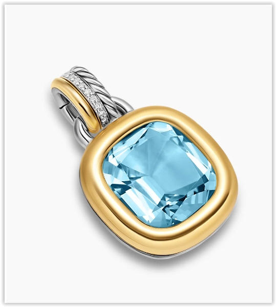 DY Mercer® Color Amulet in Sterling Silver with 18K Yellow Gold, Sky Blue Topaz and Diamonds, 13mm