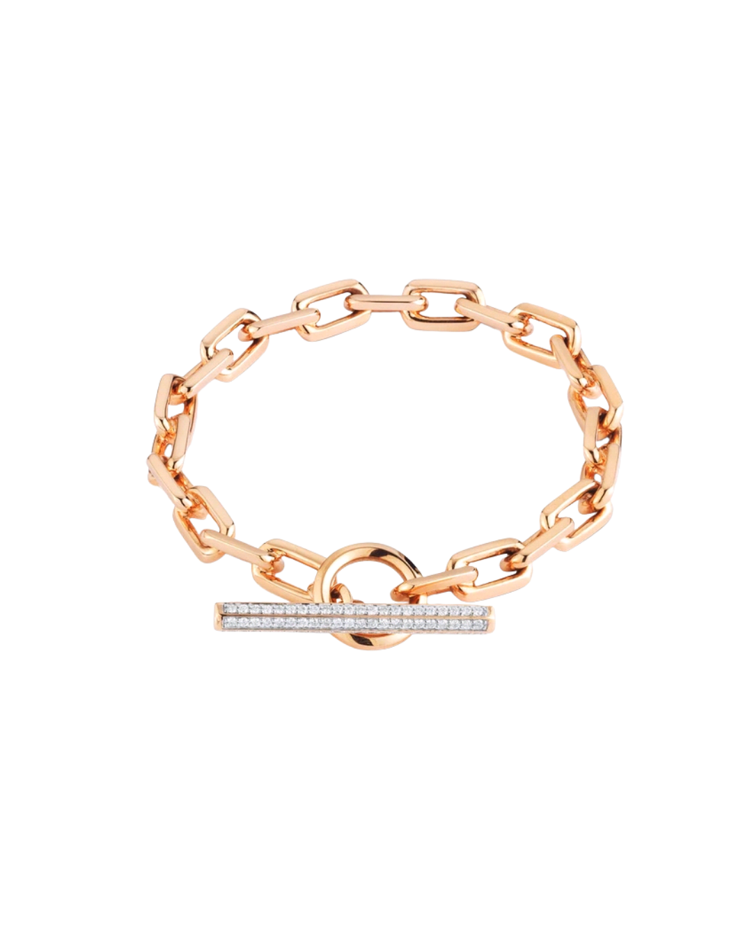 Walter's Faith Saxon 18K Rose Gold Diamond Toggle Chain Link Bracelet.