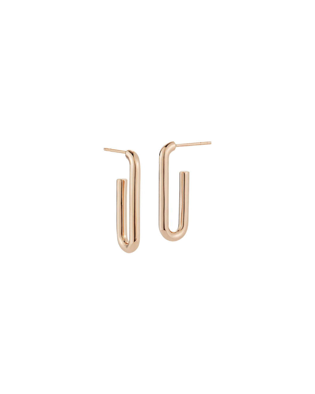 Saxon 18K Rose Gold Elongated Single Chain Link Earrings