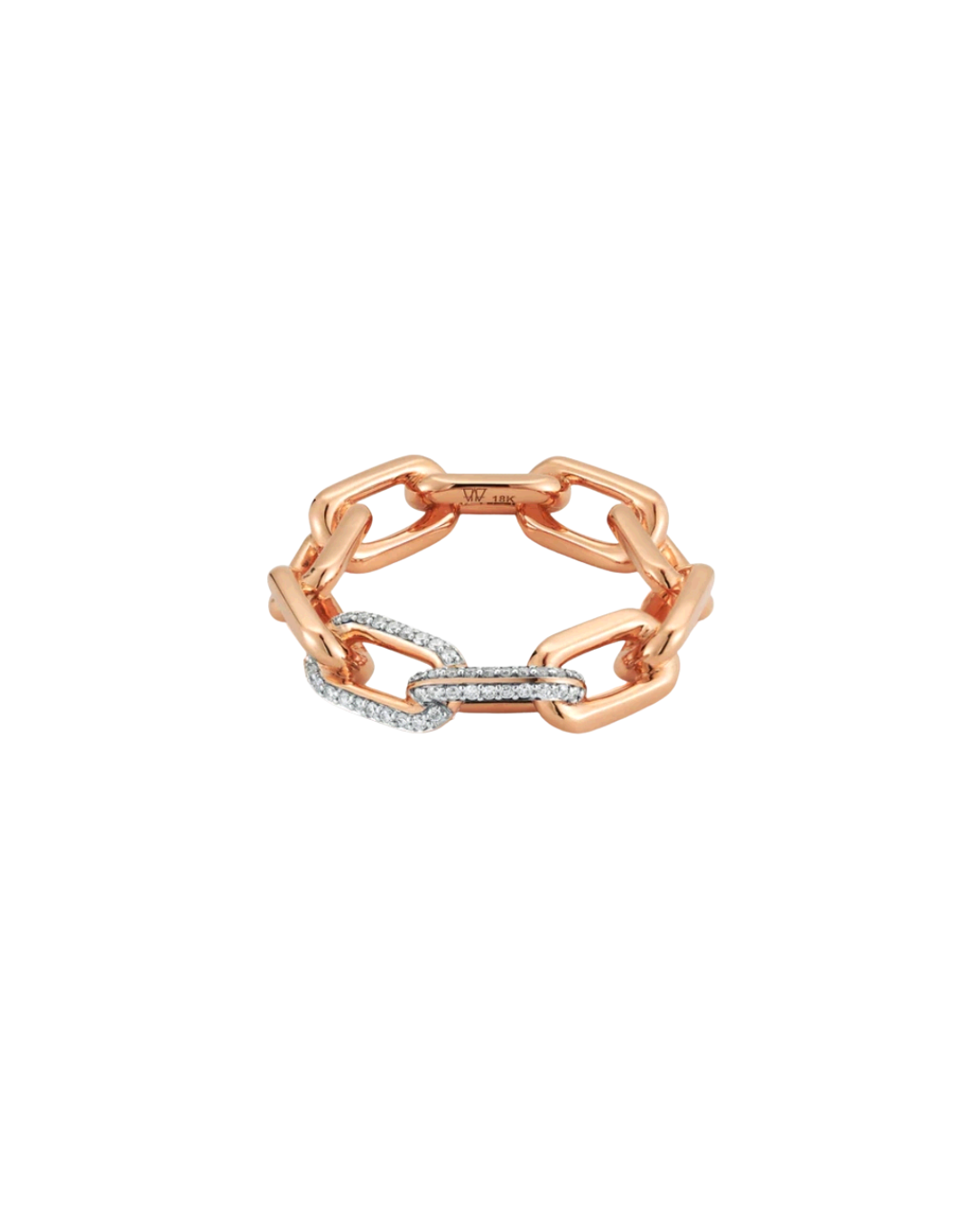 Saxon 18K Rose Gold with Diamond 0.21 Carats Large Chain Link Ring Size 6.5