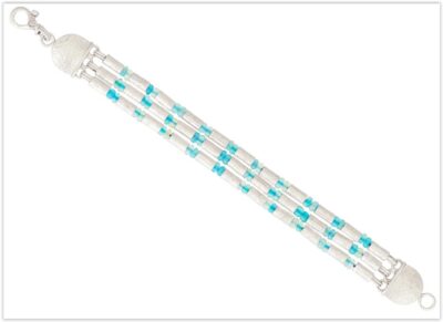 Gurhan Silver Vertigo Triple Strand Opal & Diamond Bracelet White Rhodium Sterling Silver