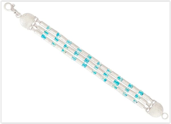 Gurhan Silver Vertigo Triple Strand Opal & Diamond Bracelet White Rhodium Sterling Silver
