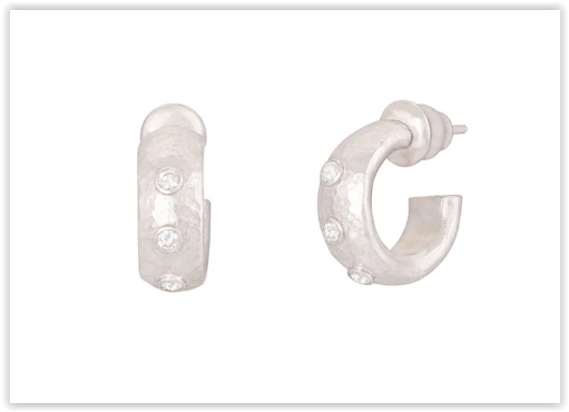 Gurhan Silver Hoopla Diamond Hoop Earrings White Rhodium Sterling Silver