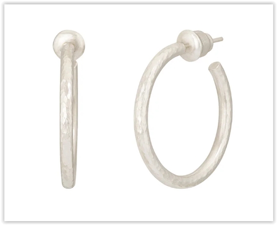 Gurhan Silver Hoopla Hoop Earrings 22MM White Rhodium Sterling Silver